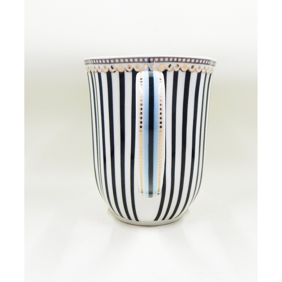 Grace's Teaware Josephine Black and White Stripes Coffee Cup Blue Toile Decal - Picture 7 of 11